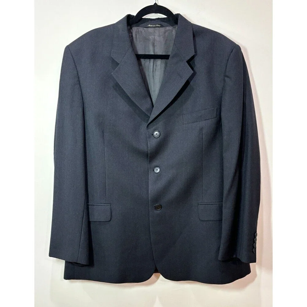 Ermenegildo Zegna Tessuto Charcoal Superfine Wool Blazer Sport Coat Men 56 Italy